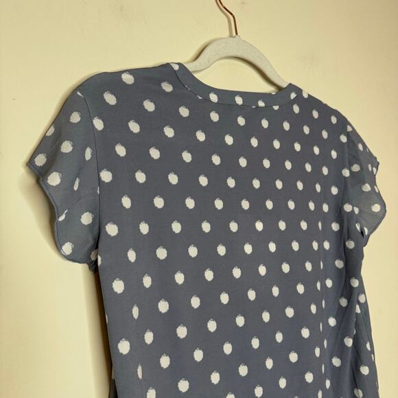 41 Hawthorn Split Neck Blouse Women’s Gray White Polka Dot Short Sleeve XS NWT - Picture 5 of 7